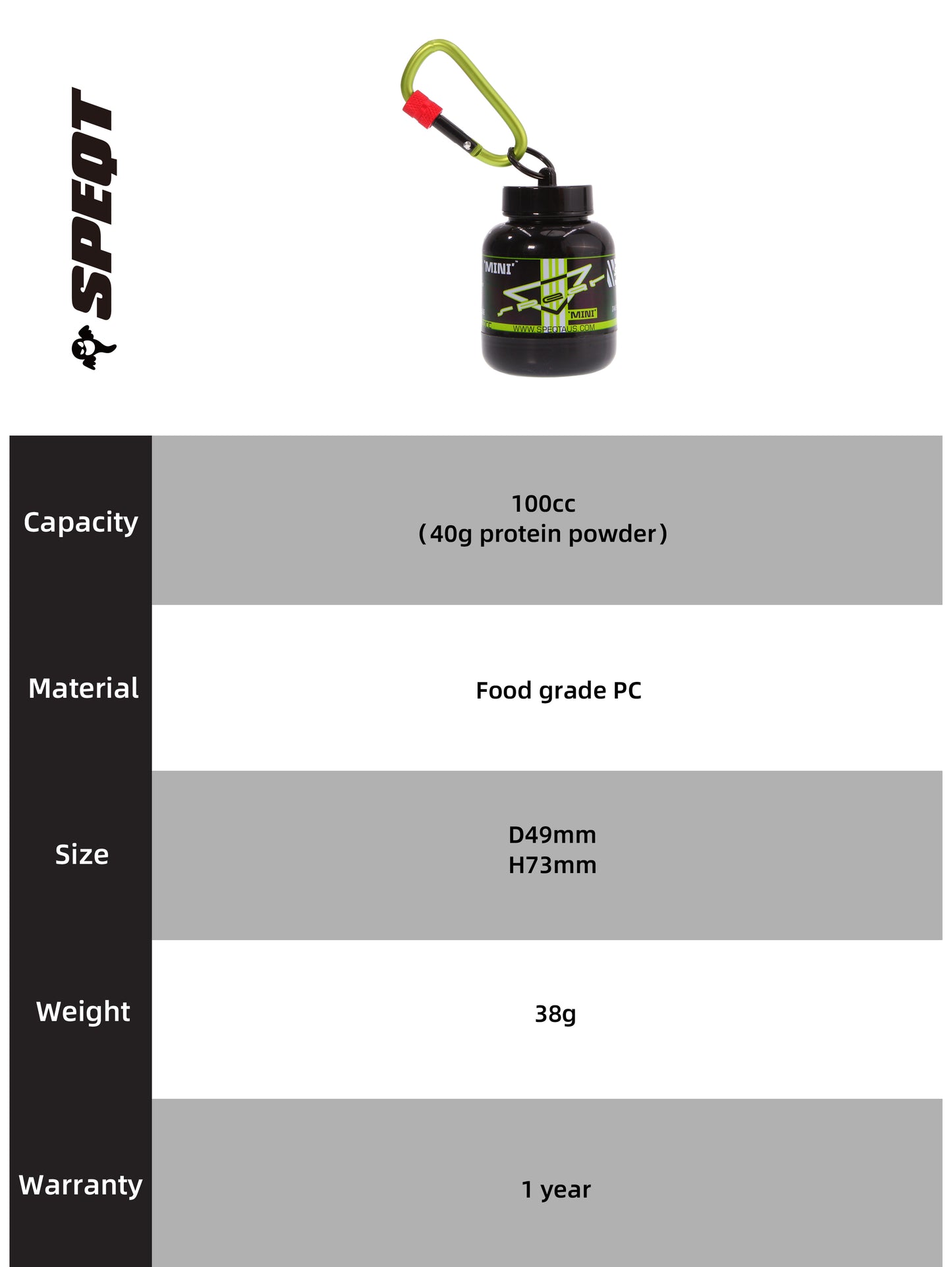 SPEQT Australia Protein Powder Cans and Supplement Funnel 100cc