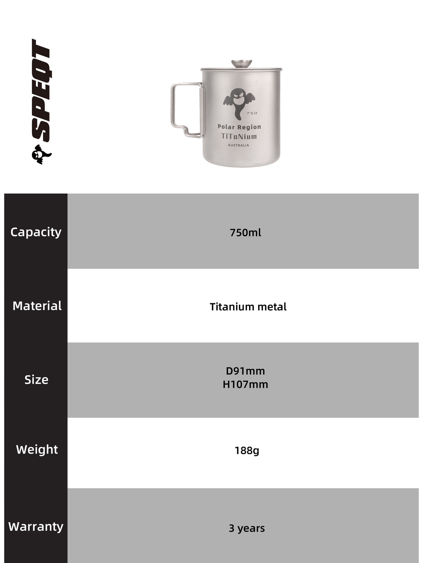 SPEQT Polar Region Australia Titanium Camping cups